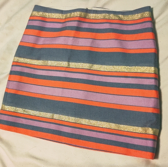 🗺️ J. Crew Lined Metallic Multi-Striped Mini Skirt Size 0 or XS Casual Clubbing - Picture 8 of 13